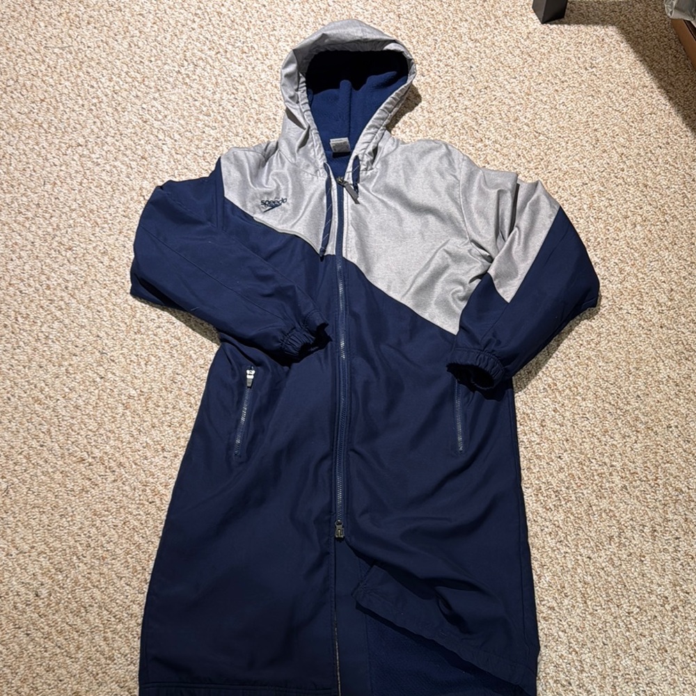 Speedo Navy and Gray Hooded Swim Parka
